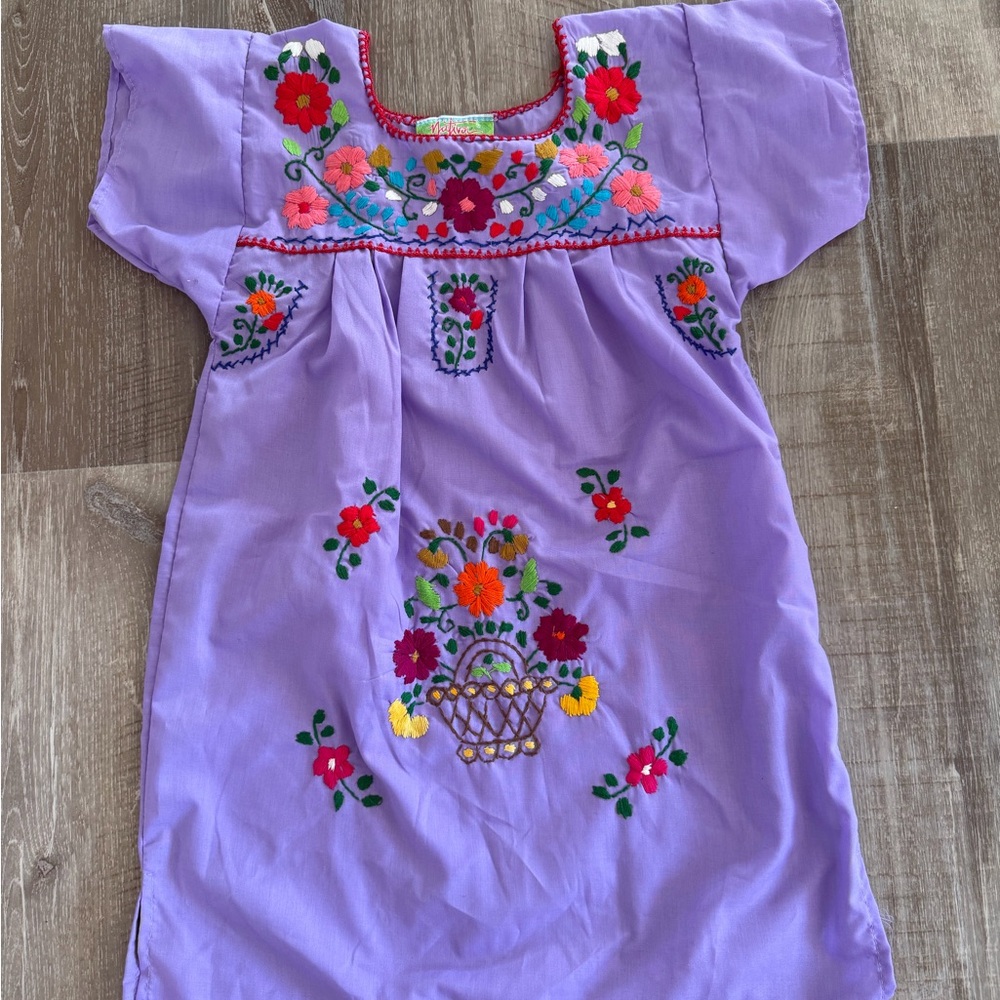 Nativa Lavender Floral Embroidered Dress